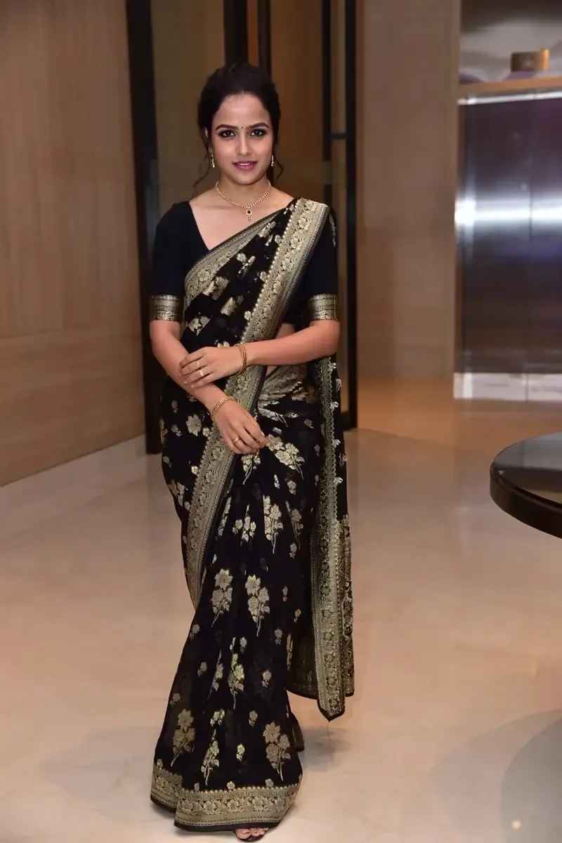 Actress Vaishnavi Chaitanya in Black Saree at Baby Movie Celebrations